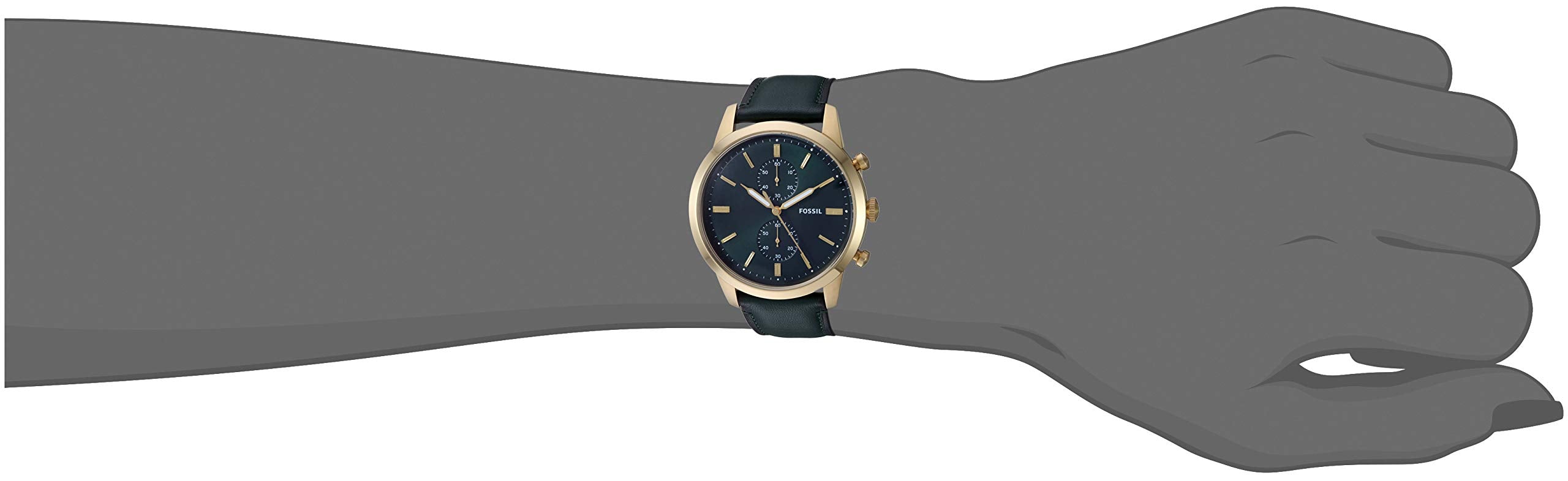 Fossil Townsman Chronograph Green Dial Green Leather Strap Watch for Men - FS5599 Watches Fossil   