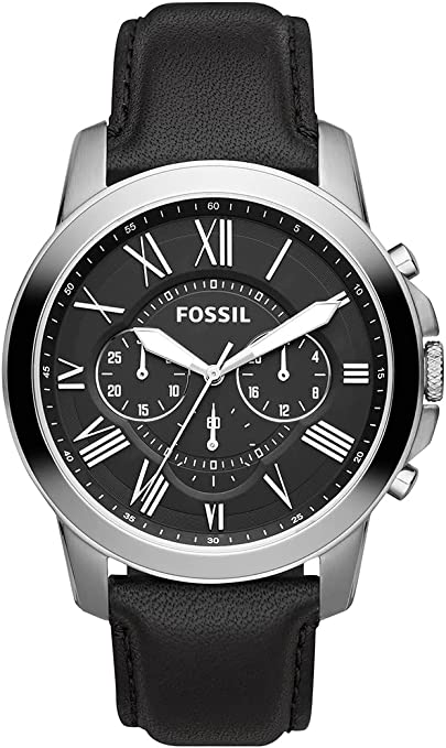 Fossil Grant Chronograph Black Dial Black Leather Strap Watch for Men - FS4812 Watches Fossil   