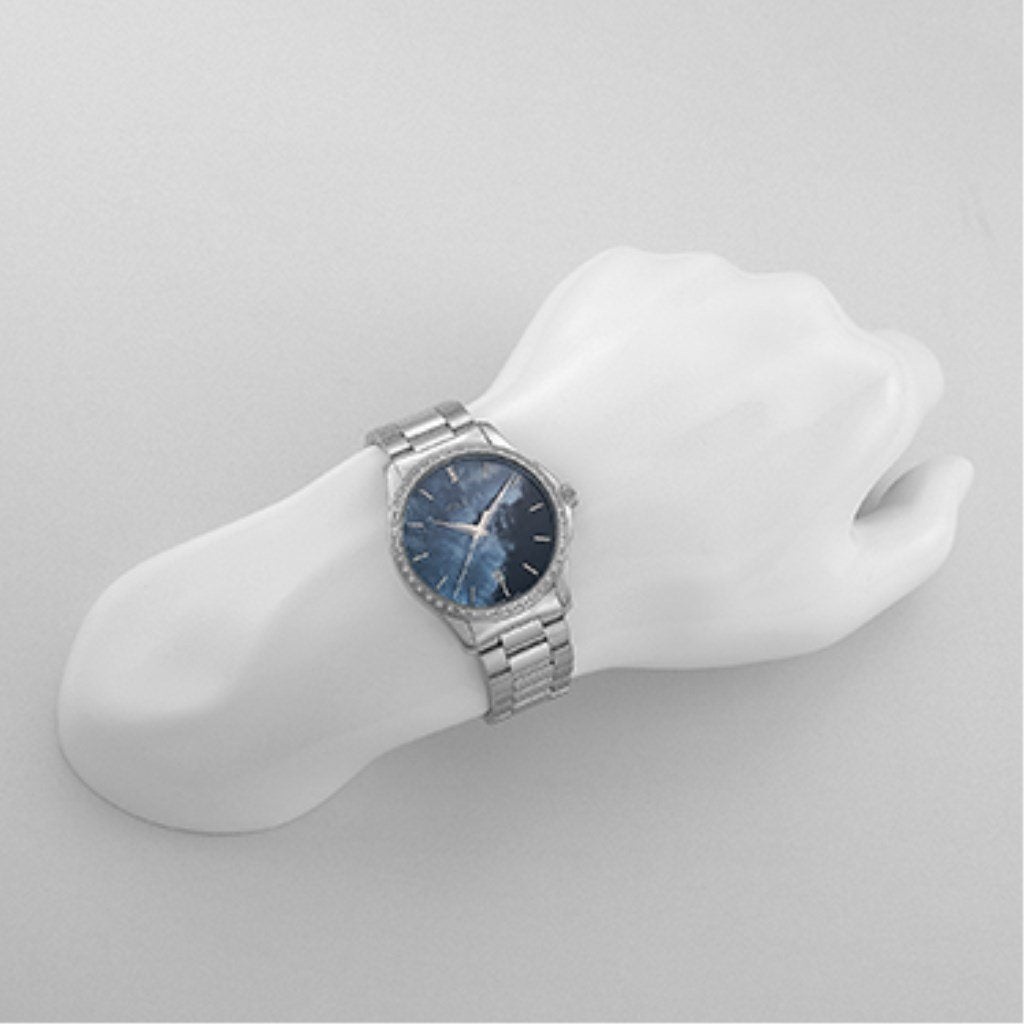 Gucci G Timeless Diamonds Mother of Pearl Blue Dial Silver Steel Strap Unisex Watch - YA126458 Watches Gucci   