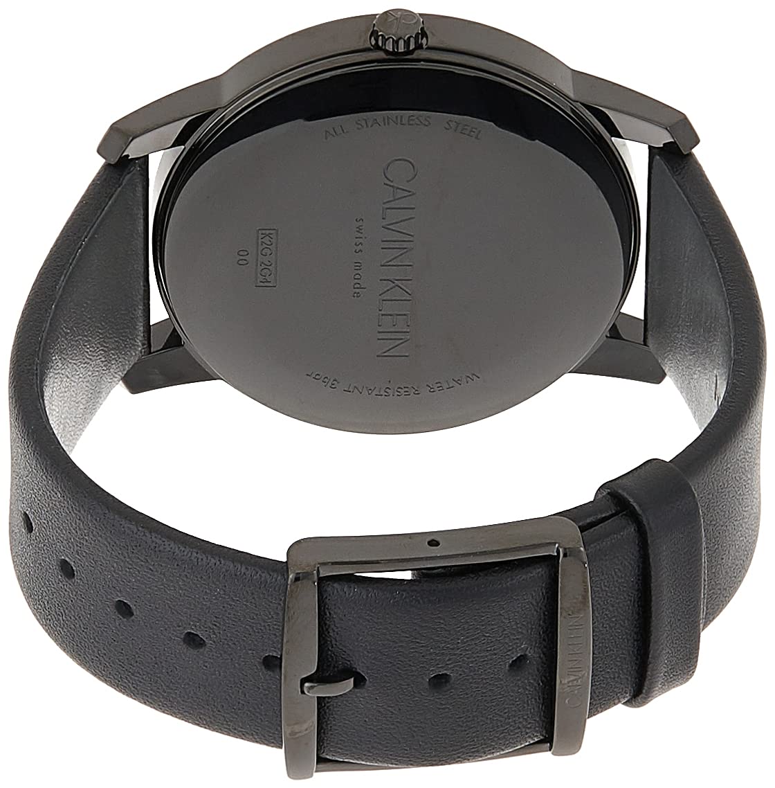 Calvin Klein City Quartz Black Dial Black Leather Strap Watch for Men - K2G2G4C1 Watches Calvin Klein   