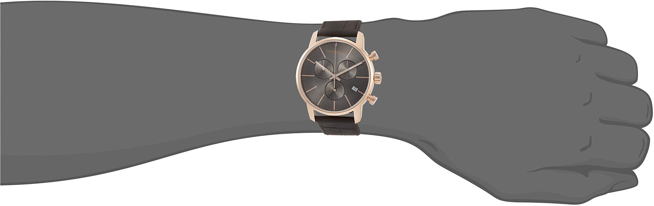 Calvin Klein City Chronograph Grey Dial Brown Leather Strap Watch for Men - K2G276G3 Watches Calvin Klein   