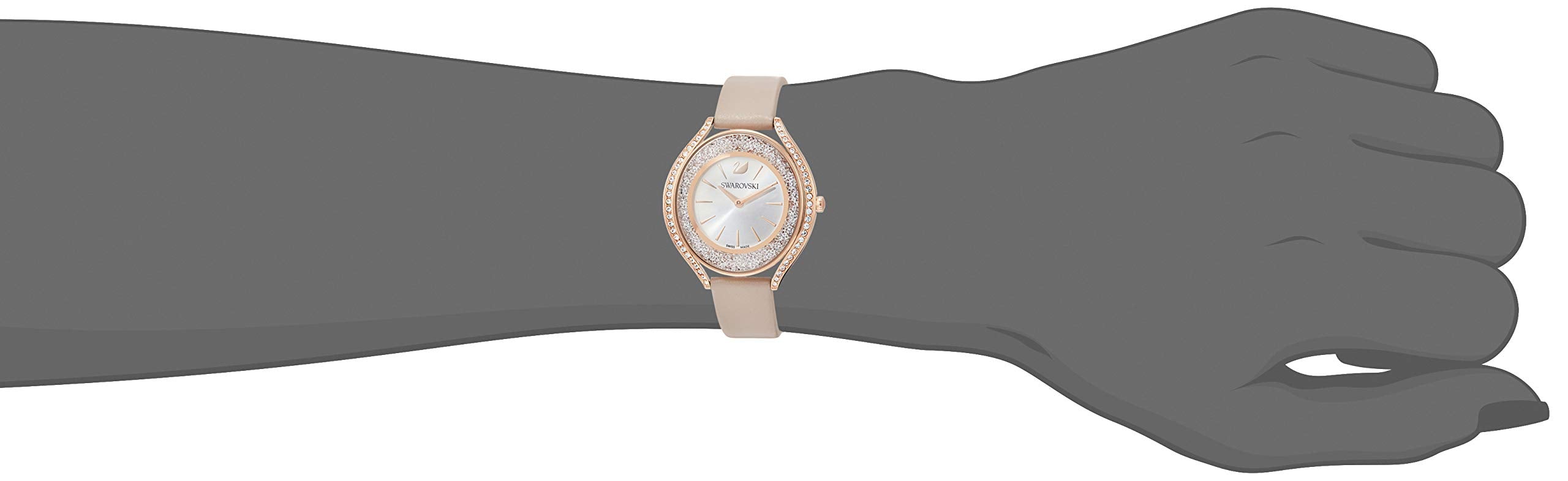 Swarovski Crystalline Aura Silver Dial Beige Leather Strap Watch for Women - 5519450 Watches Swarovski   