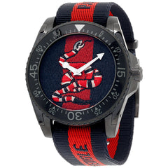 Gucci Dive Blue & Red Dial Blue & Red Nylon Strap Watch For Men - YA136214 Watches Gucci   