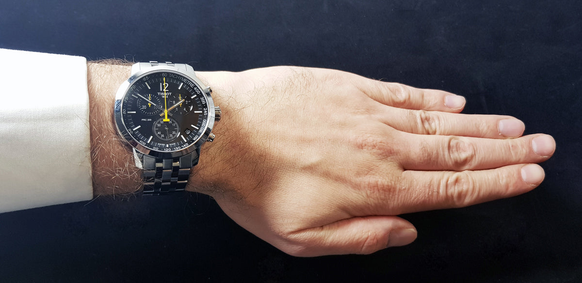 Tissot PRC 200 Chronograph Black Dial Silver Stainless Steel Watch For Men - T114.417.11.057.00 Watches Tissot   