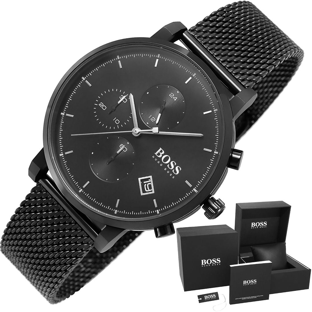 Hugo Boss Integrity Black Dial Black Mesh Bracelet Watch for Men - 1513813 Watches Hugo Boss   