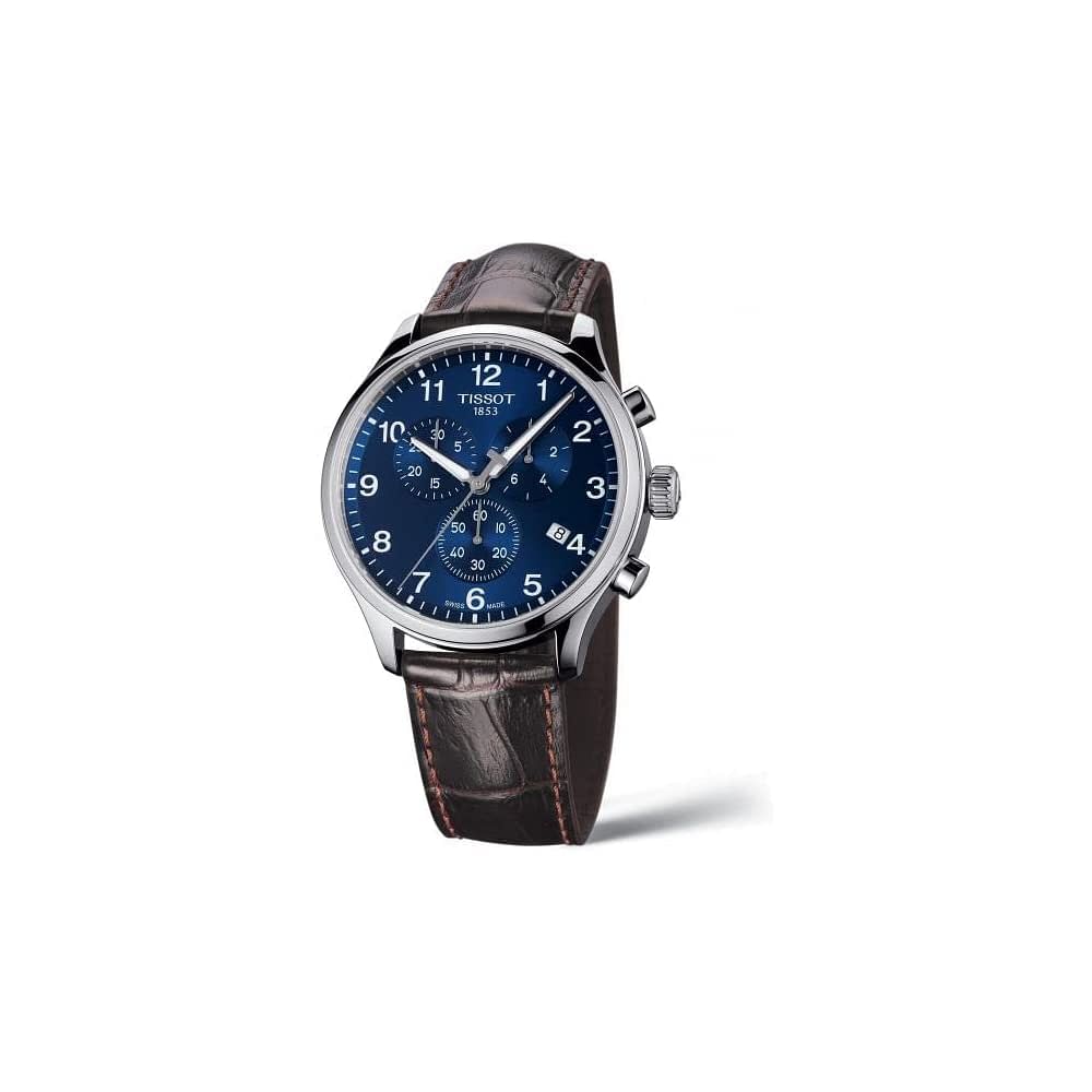 Tissot Chrono XL Classic Blue Dial Brown Leather Strap Watch For Men - T116.617.16.047.00 Watches Tissot   