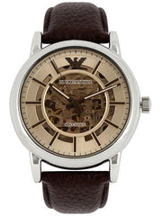 Emporio Armani Luigi Meccanico Brown Dial Brown Leather Strap Watch For Men - AR1982 Watches Emporio Armani   