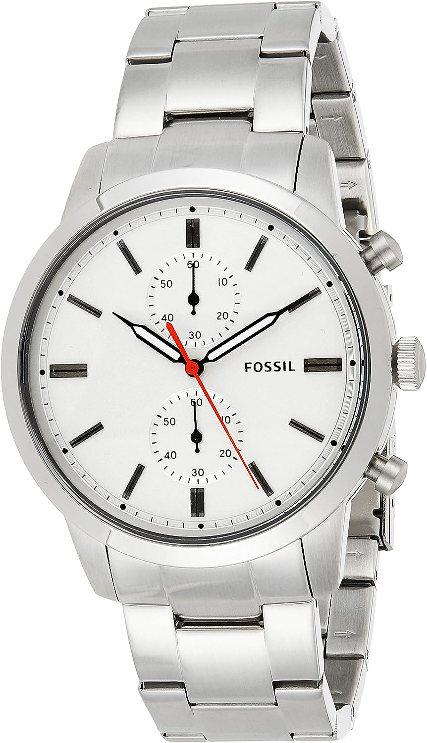 Fossil Townsman White Dial Silver Steel Strap Watch for Men - FS5346 Watches Fossil   