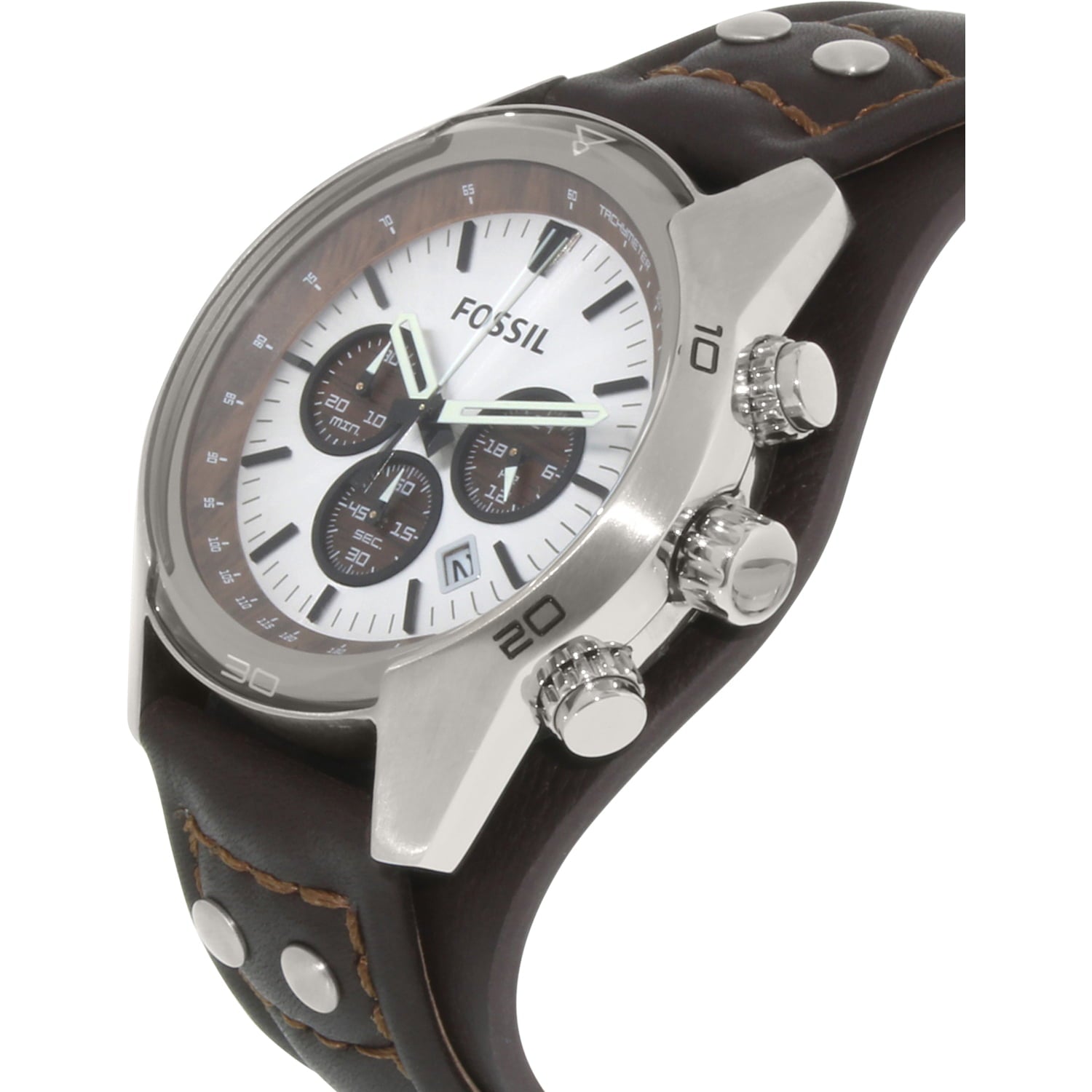 Fossil Coachman Chronograph Silver Dial Brown Leather Strap Watch for Men - CH2565 Watches Fossil   