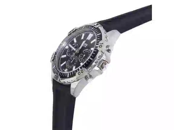 Fossil Garrett Chronograph Black Dial Black Rubber Strap Watch for Men - FS5624 Watches Fossil   