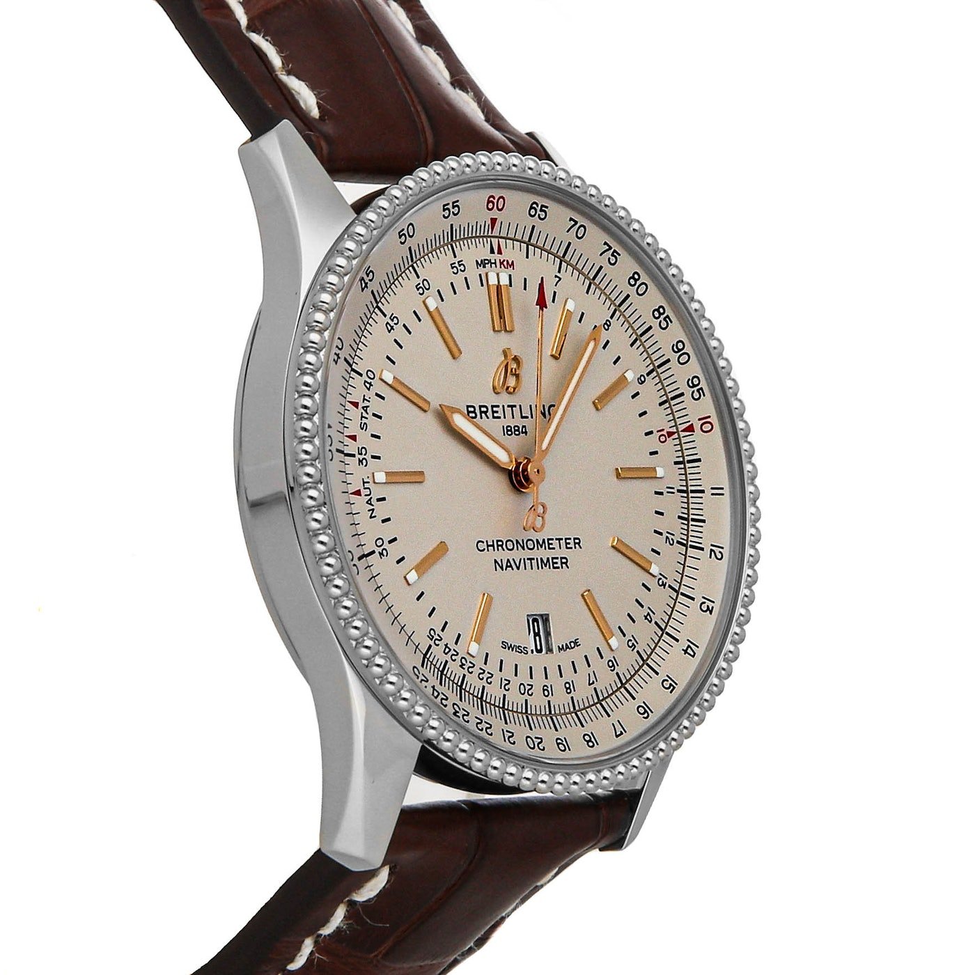 Breitling Navitimer 1 Automatic 41mm White Dial Brown Leather Strap Mens Watch - A17326211G1P1 Watches Breitling   