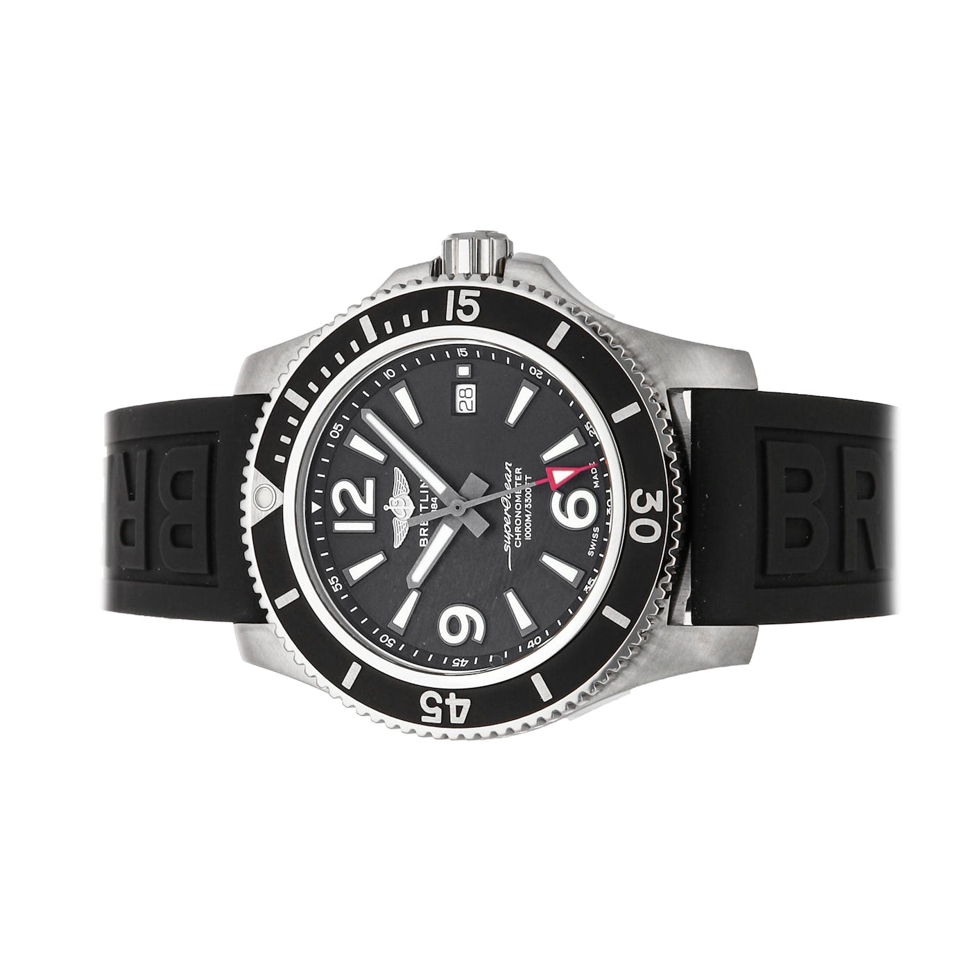 Breitling Superocean II 44mm Black Dial Black Rubber Strap Watch for Men - A17367D71B1S2 Watches Breitling   
