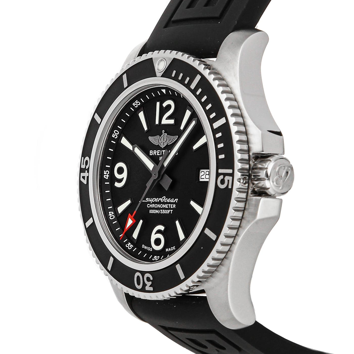 Breitling Superocean II 44mm Black Dial Black Rubber Strap Watch for Men - A17367D71B1S2 Watches Breitling   