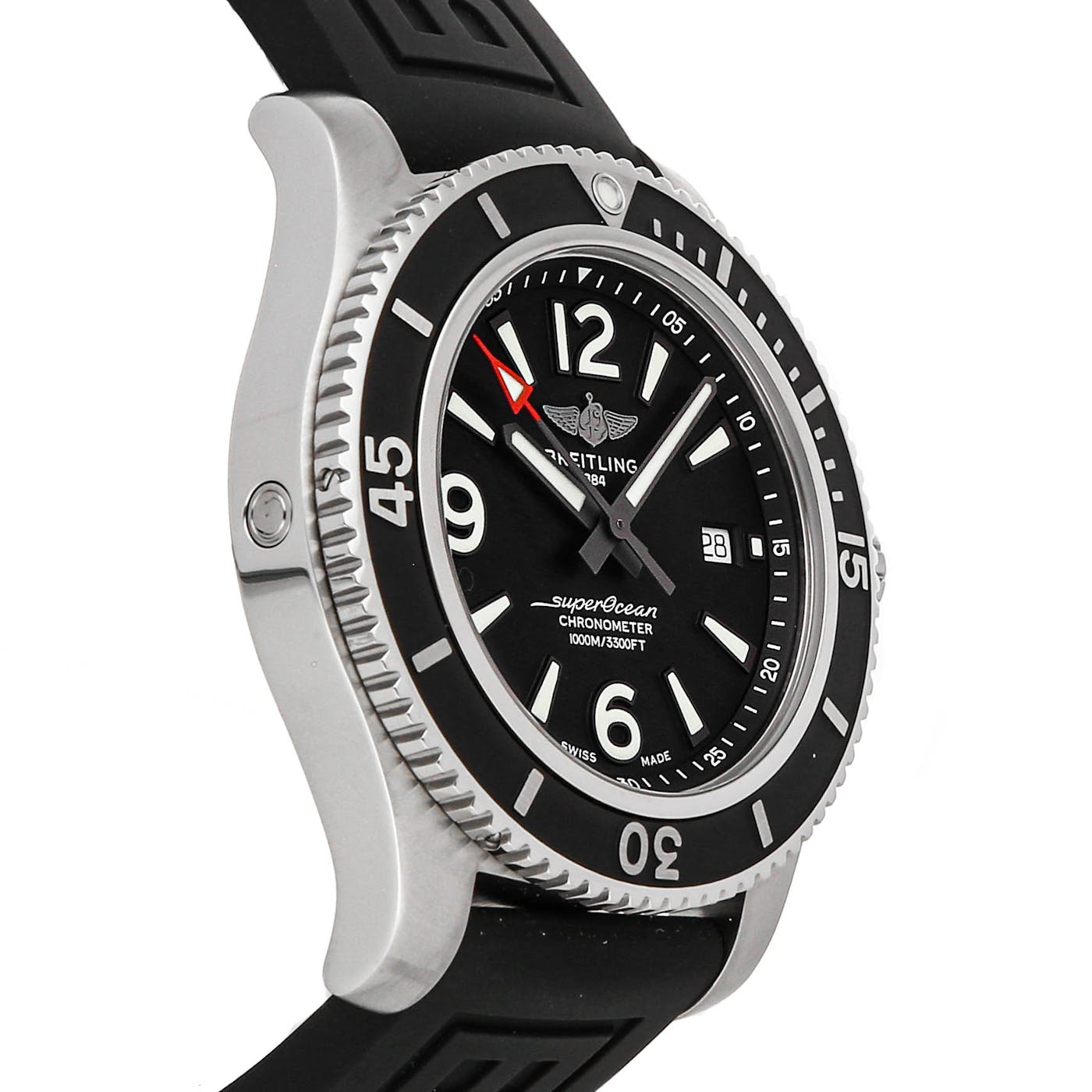 Breitling Superocean II 44mm Black Dial Black Rubber Strap Watch for Men - A17367D71B1S2 Watches Breitling   