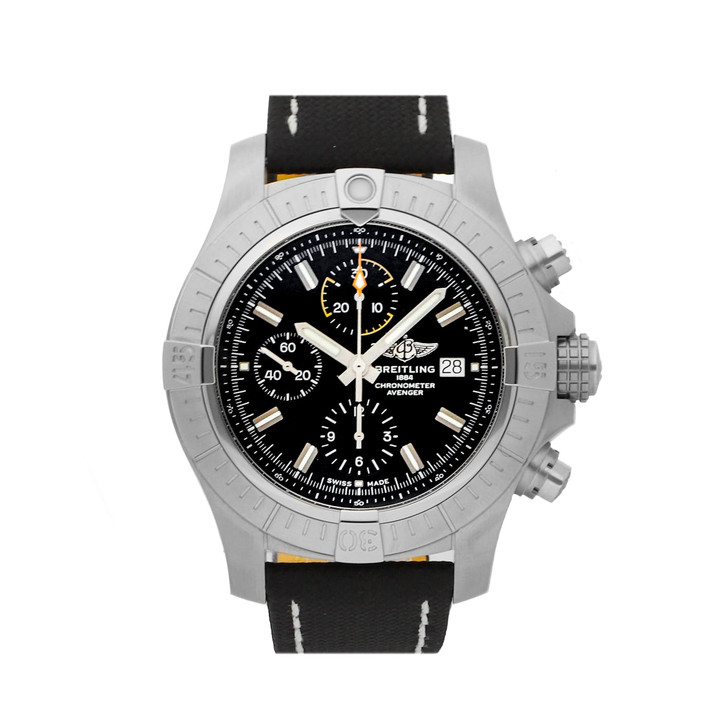 Breitling Avenger Chronograph 45mm Black Dial Black Leather Strap Watch for Men - A13317101B1X1 Watches Breitling   