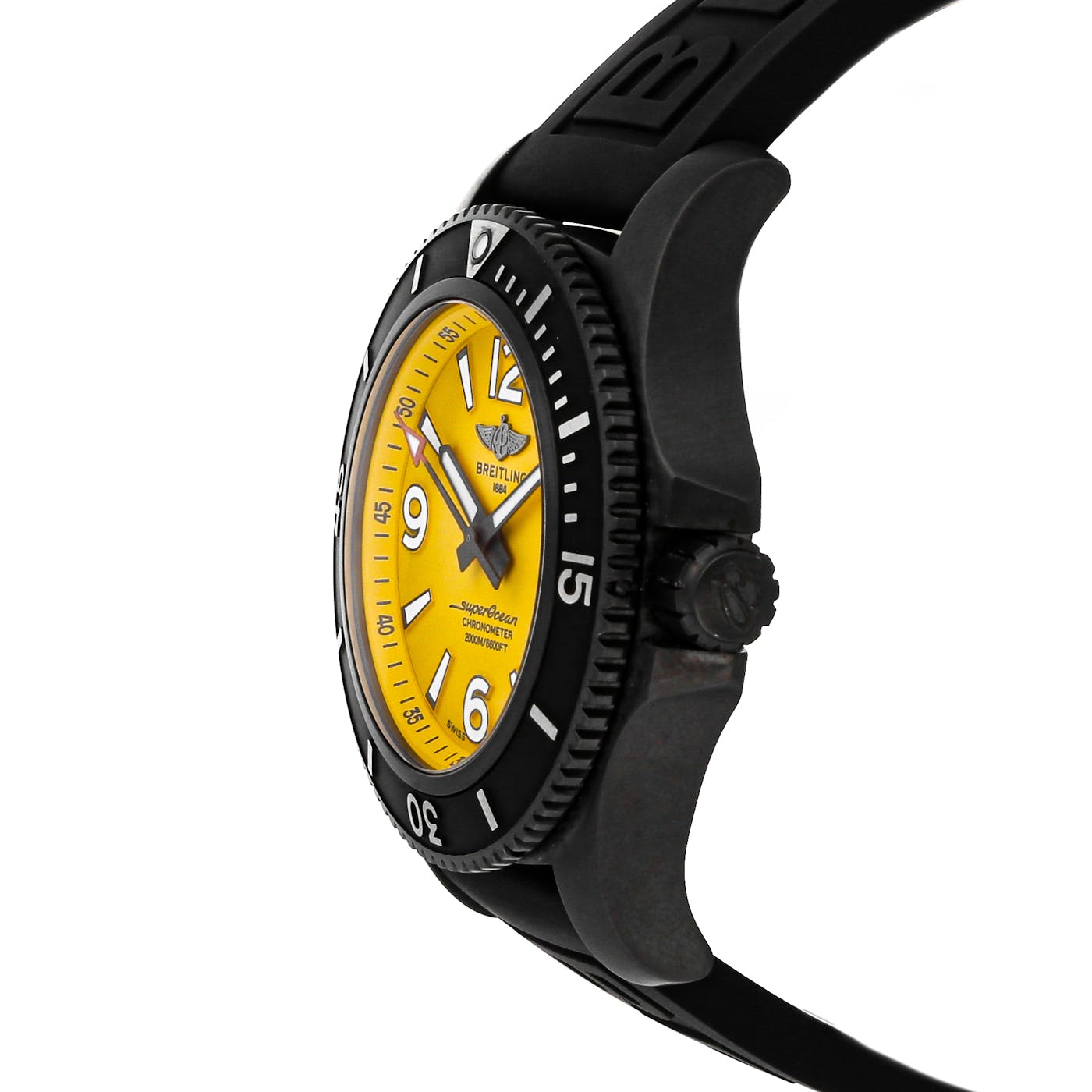 Breitling Superocean Automatic 46mm Yellow Dial Black Rubber Strap Watch for Men - M17368D71I1S1 Watches Breitling   