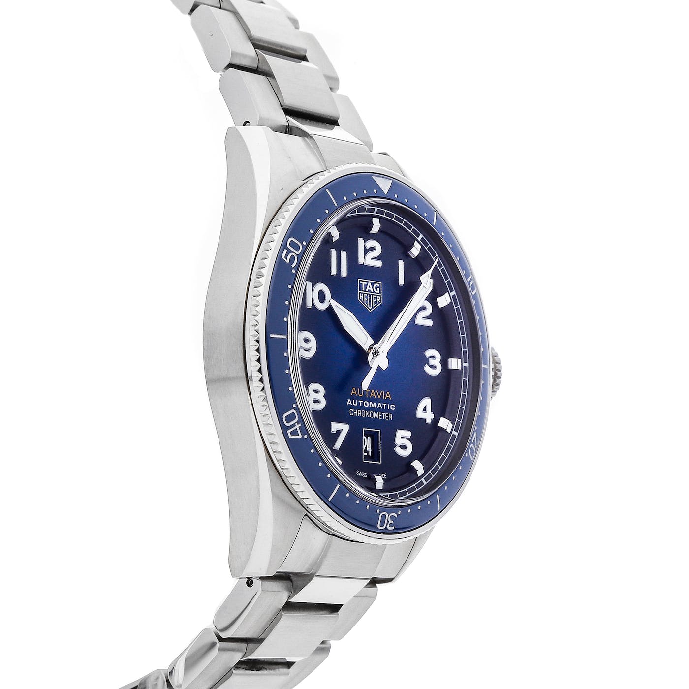 Tag Heuer Autavia Automatic 42mm Blue Dial Silver Steel Strap Watch for Men - WBE5116.EB0173 Watches Tag Heuer   