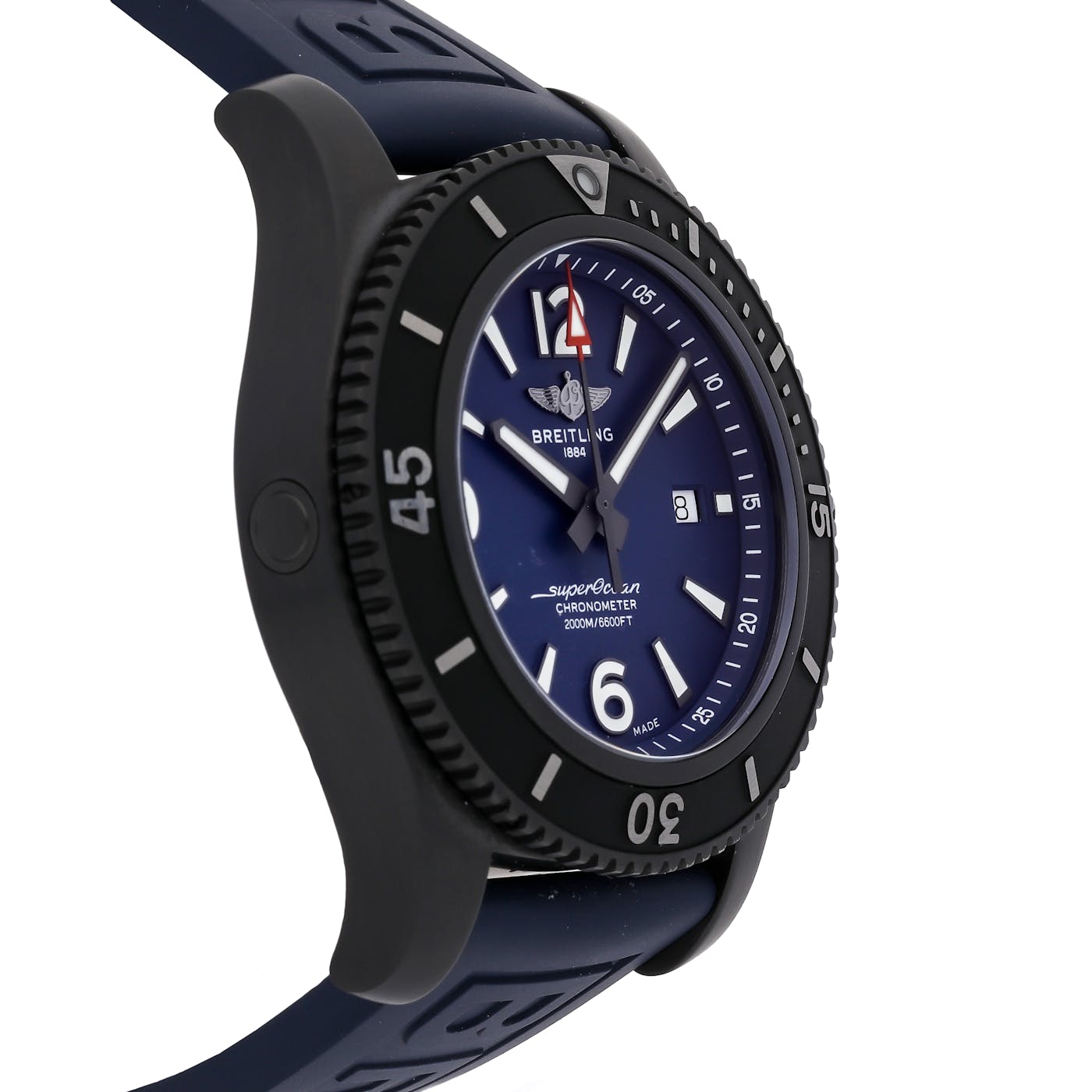 Breitling Superocean Automatic 46mm Blue Dial Blue Rubber Strap Watch for Men - M17368D71C1S1 Watches Breitling   