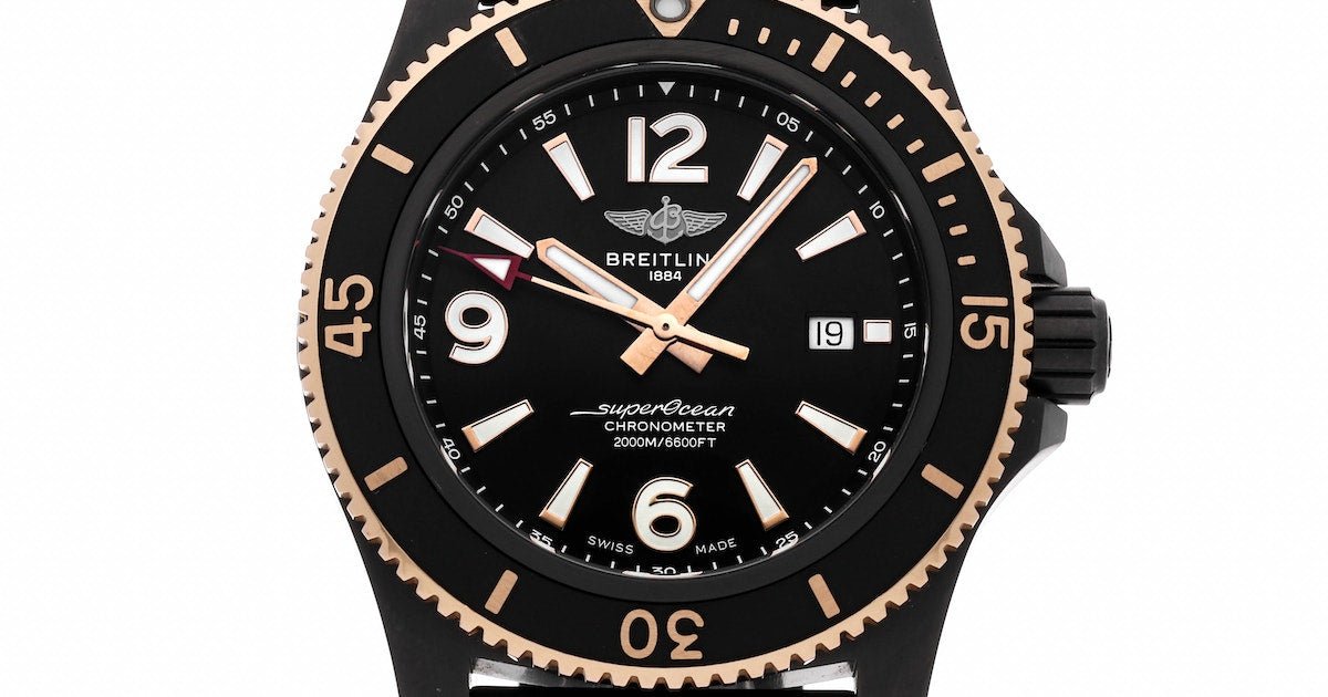 Breitling Superocean Automatic 46mm Black Dial Black Rubber Strap Watch for Men - U17368221B1S1 Watches Breitling   