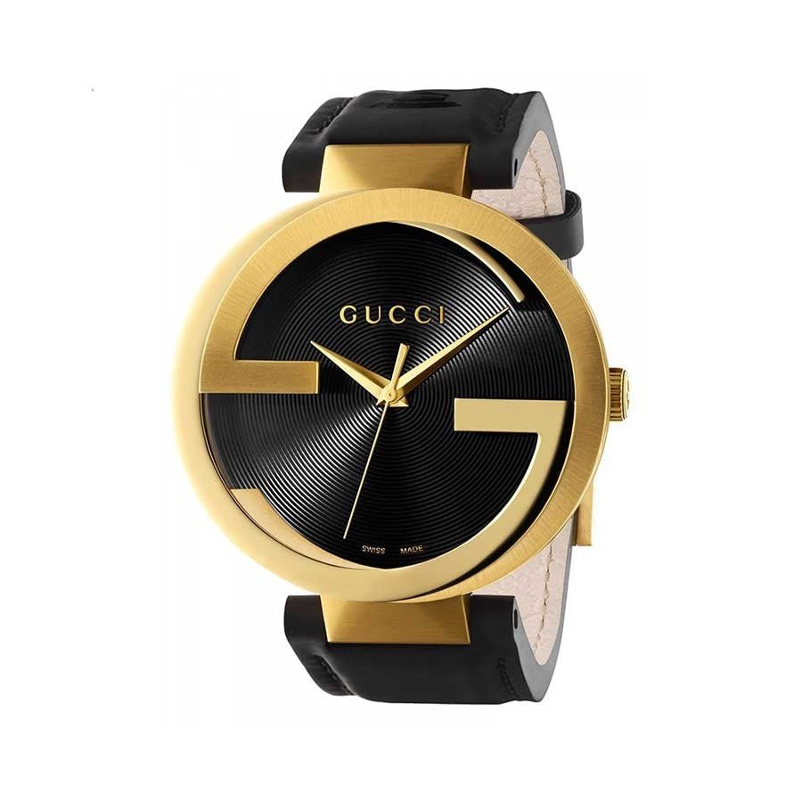 Gucci Interlocking Special Edition Grammy Black Dial Black Leather Strap Watch For Men - YA133208 Watches Gucci   