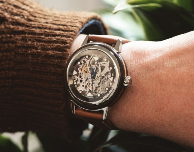 Fossil Boyfriend Automatic Skeleton Silver Dial Brown Leather Strap Watch for Women - ME3109 Watches Fossil   