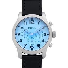 Fossil Pilot Chronograph Sky Blue Dial Black Leather Strap Watch for Men - FS5162 Watches Fossil   