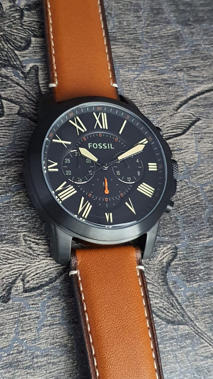 Fossil Grant Chronograph Black Dial Brown Leather Strap Watch for Men - FS5241 Watches Fossil   