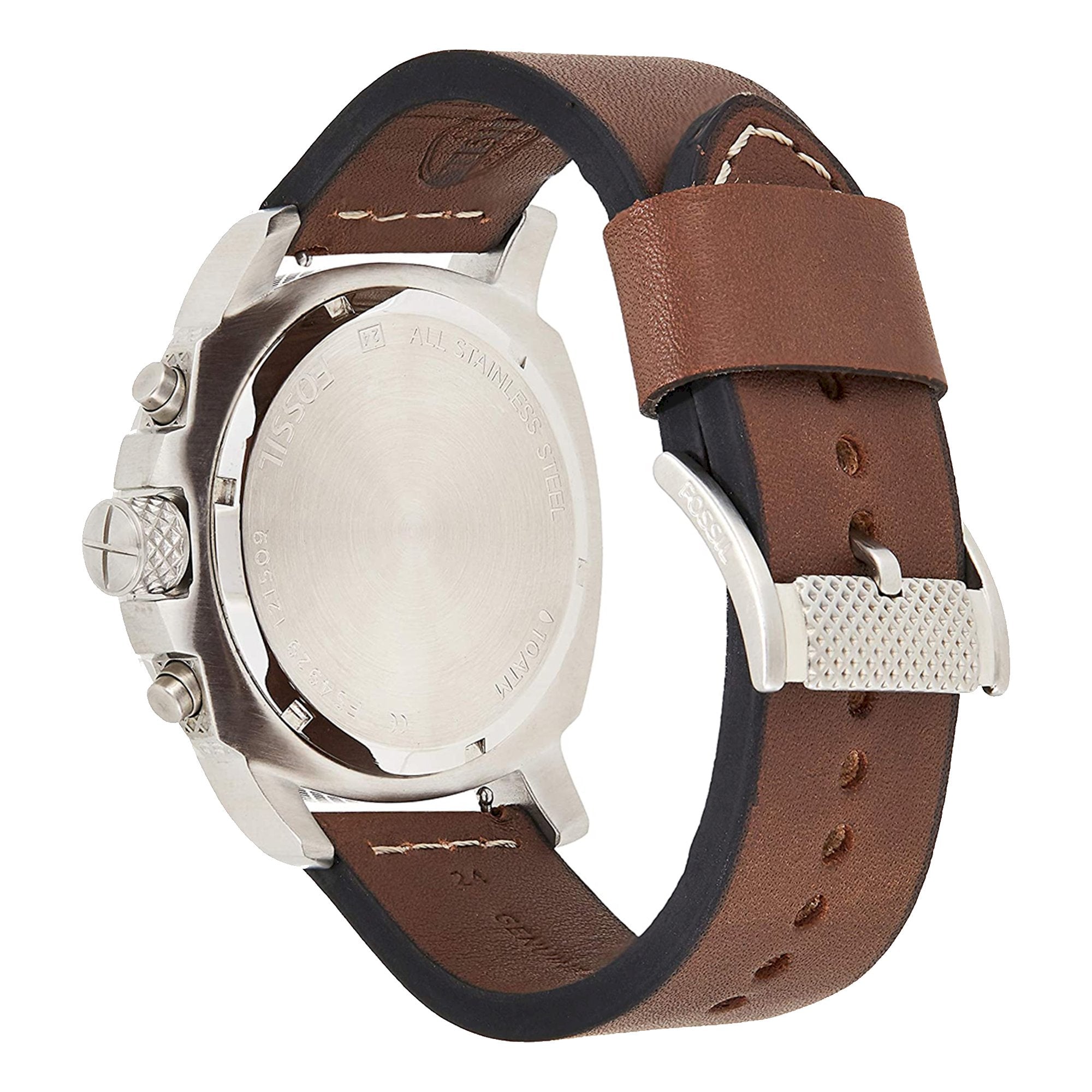 Fossil Modern Machine White Dial Brown Leather Strap Watch for Men - FS4929 Watches Fossil   