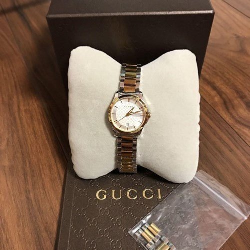 Gucci G Timeless Silver Dial Two Tone Steel Strap Watch For Women - YA126563 Watches Gucci   