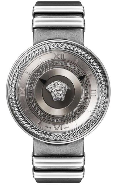 Versace V Metal Icon Silver Dial Silver & Grey Strap Watch for Women - VLC120016 Watches Versace   