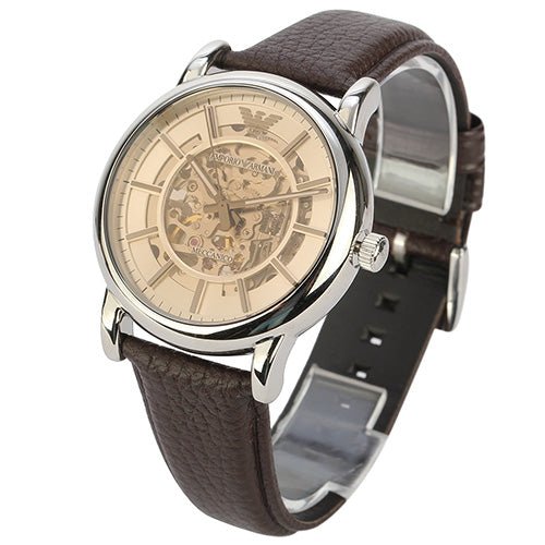 Emporio Armani Luigi Meccanico Brown Dial Brown Leather Strap Watch For Men - AR1982 Watches Emporio Armani   