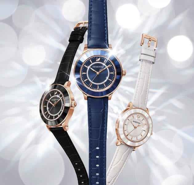 Swarovski Octea Lux Blue Dial Blue Leather Strap Watch for Women - 5414413 Watches Swarovski   