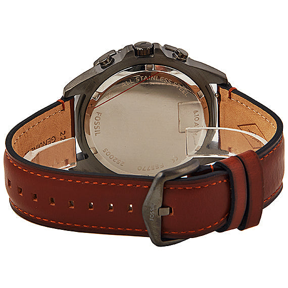 Fossil Garrett Chronograph Grey Dial Brown Leather Strap Watch for Men - FS5770 Watches Fossil   