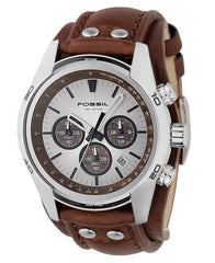 Fossil Coachman Chronograph Silver Dial Brown Leather Strap Watch for Men - CH2565 Watches Fossil   