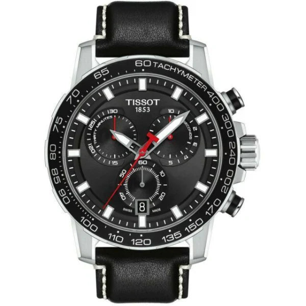 Tissot Supersport Chrono Black Dial Black Leather Strap Watch for Men - T125.617.16.051.00 Watches Tissot   