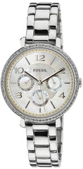 Fossil Jacqueline Multi-Function Mother of Pearl Dial Silver Steel Strap Watch for Women - ES3755 Watches Fossil   