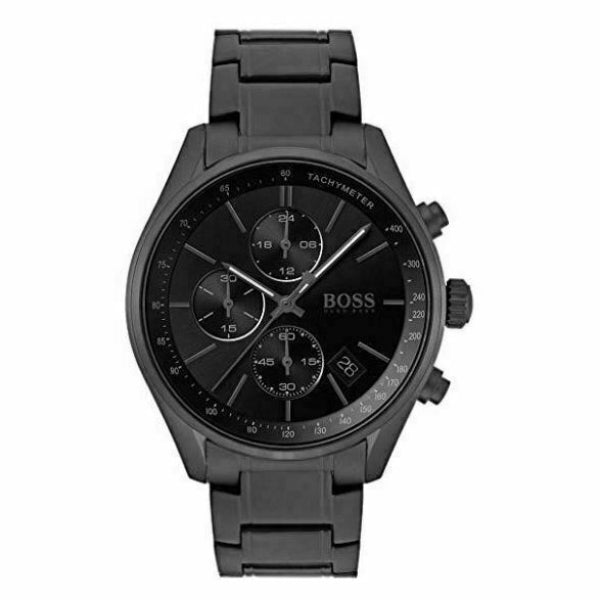 Hugo Boss Grand Prix Black Dial Black Steel Strap Watch for Men - 1513676 Watches Hugo Boss   