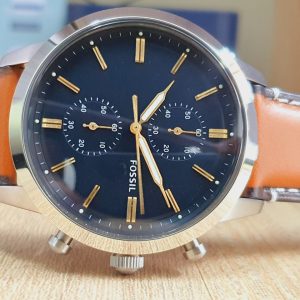 Fossil Townsman Chronograph Blue Dial Brown Leather Strap Watch for Men - FS5279 Watches Fossil   