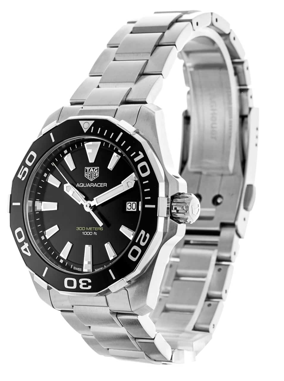 Tag Heuer Aquaracer Black Dial Silver Steel Strap Watch for Men - WAY111A.BA0928 Watches Tag Heuer   