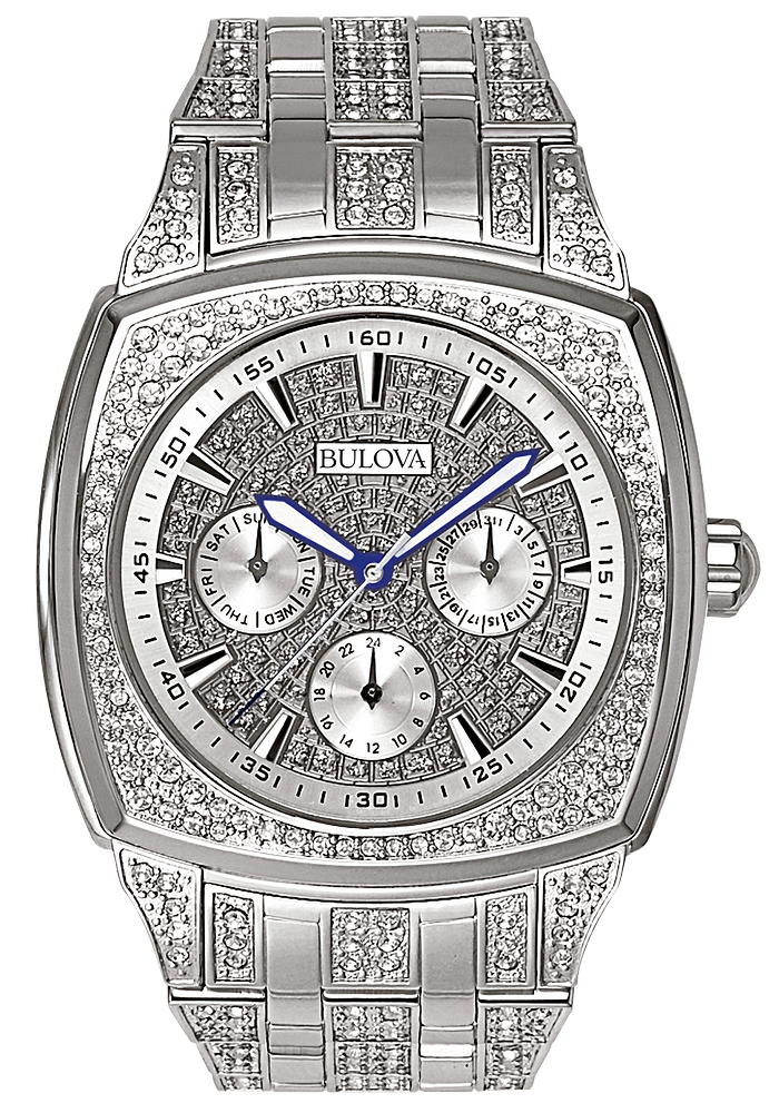 Bulova Crystal Collection Phantom Silver Dial Silver Steel Strap Watch for Men - 96C002 Watches Bulova   