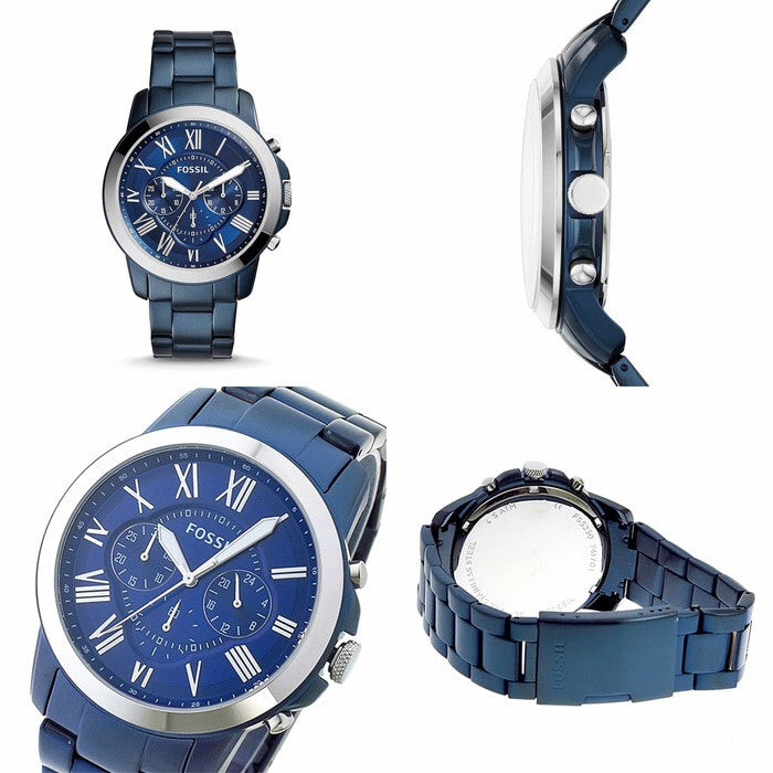 Fossil Grant Chronograph Blue Dial Blue Steel Strap Watch for Men - FS5230 Watches Fossil   