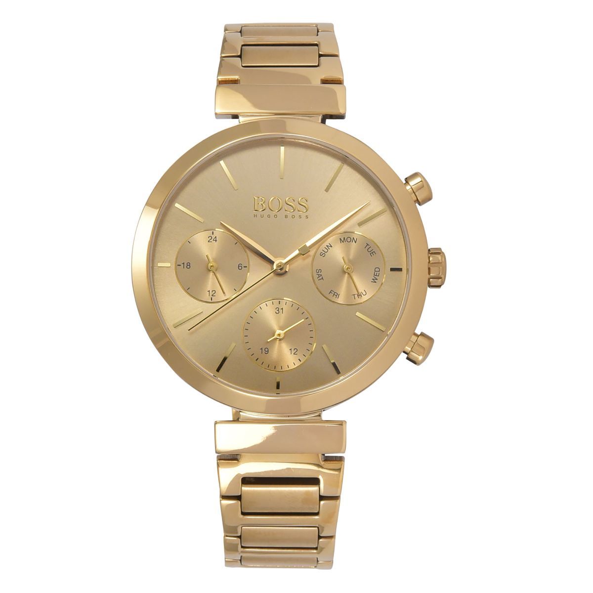 Hugo Boss Flawless Gold Dial Gold Steel Strap Watch for Women - 1502532 Watches Hugo Boss   