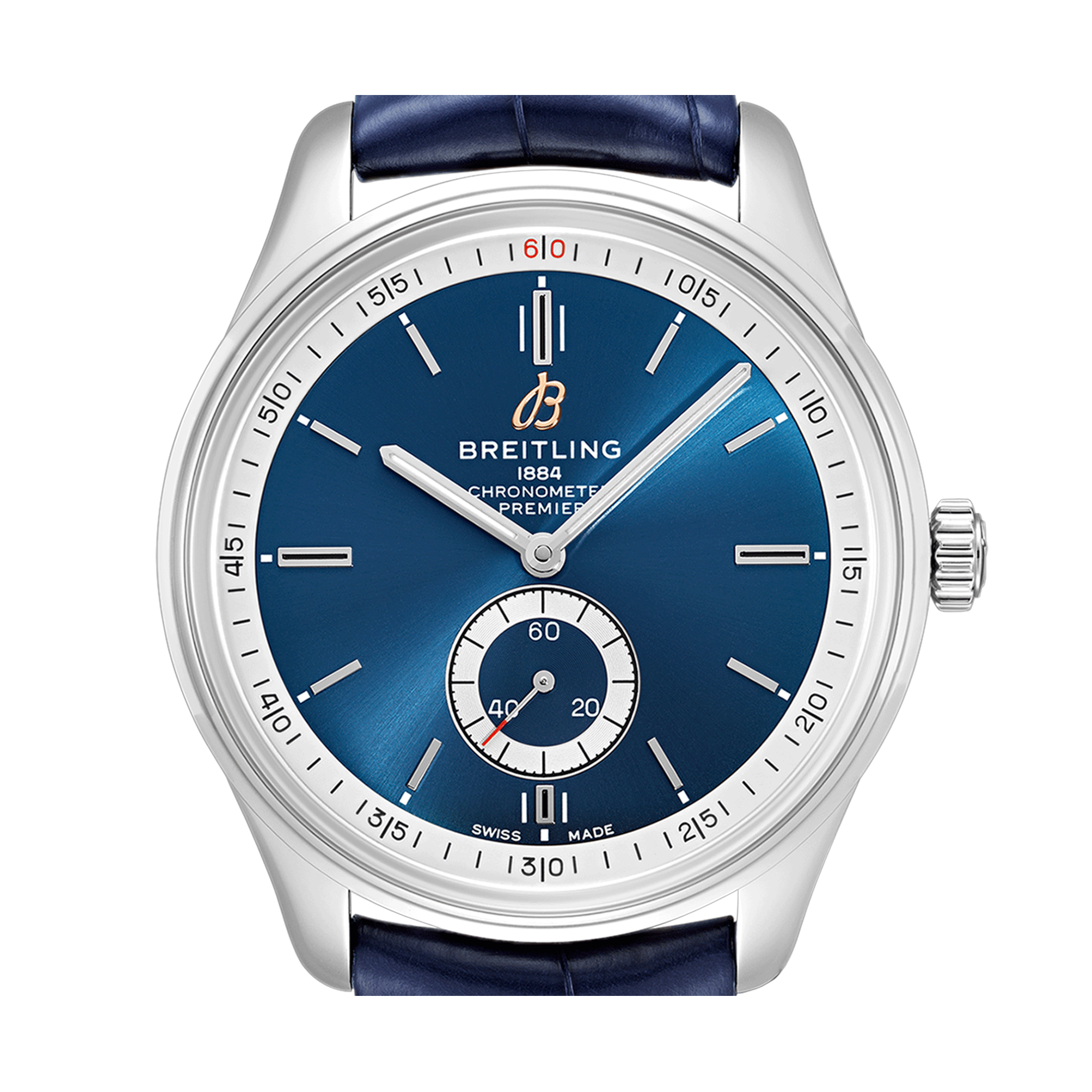 Breitling Premier Automatic 40mm Blue Dial Blue Leather Strap Mens Watch - A37340351C1P2 Watches Breitling   