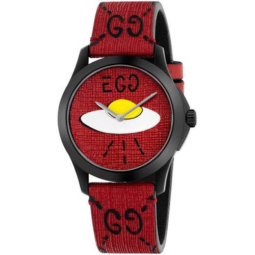 Gucci G Timeless Ghost UFO Red Dial Red Leather Strap Watch For Men - YA1264023 Watches Gucci   