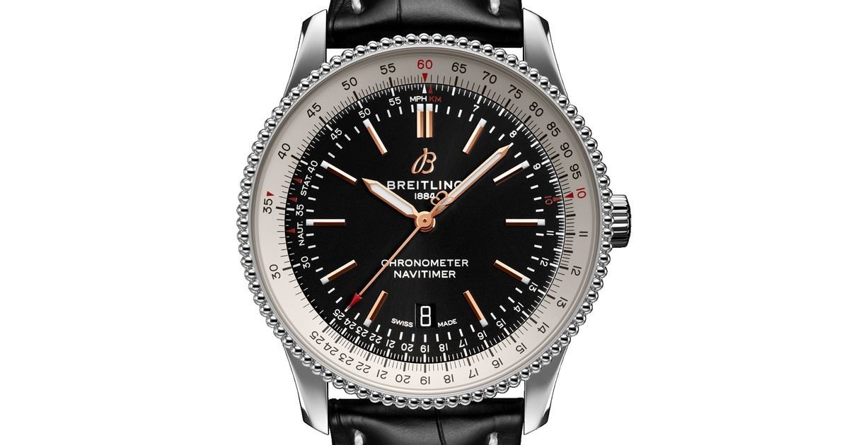 Breitling Navitimer 1 Automatic 41mm Black Dial Black Leather Strap Mens Watch - A17326211B1P1 Watches Breitling   