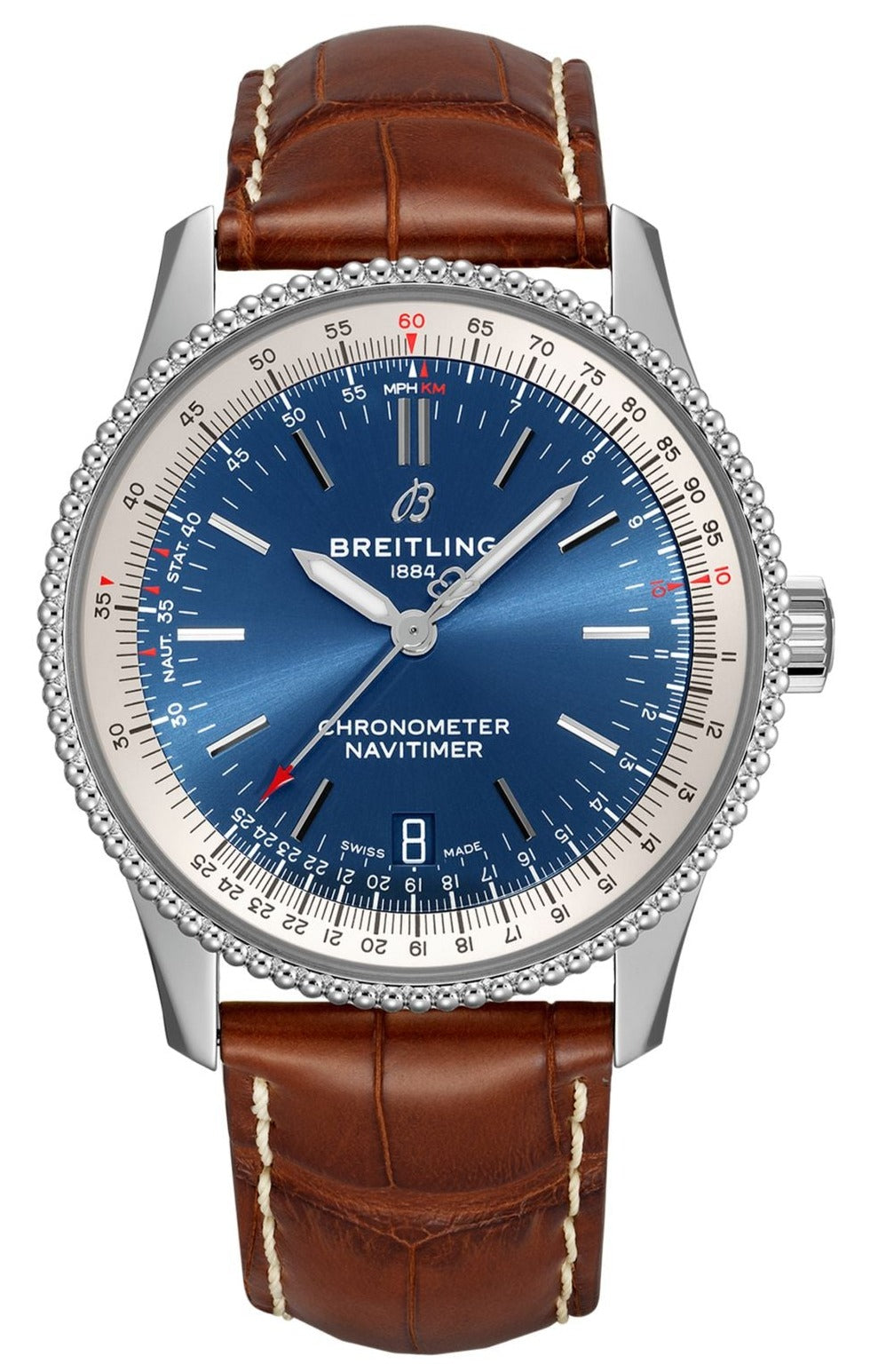 Breitling Navitimer Automatic 38mm Blue Dial Brown Leather Strap Mens Watch - A17325211C1P2 Watches Breitling   