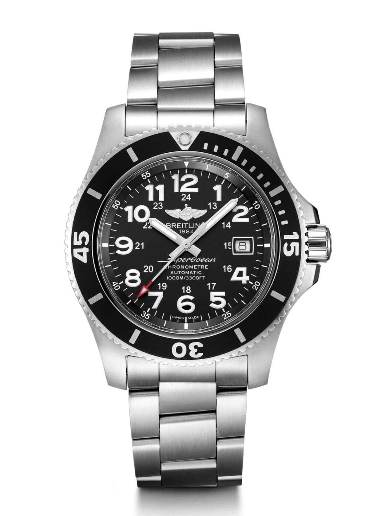 Breitling Superocean II 44mm Black Dial Black Steel Strap Watch for Men - A17392D71B1A1 Watches Breitling   