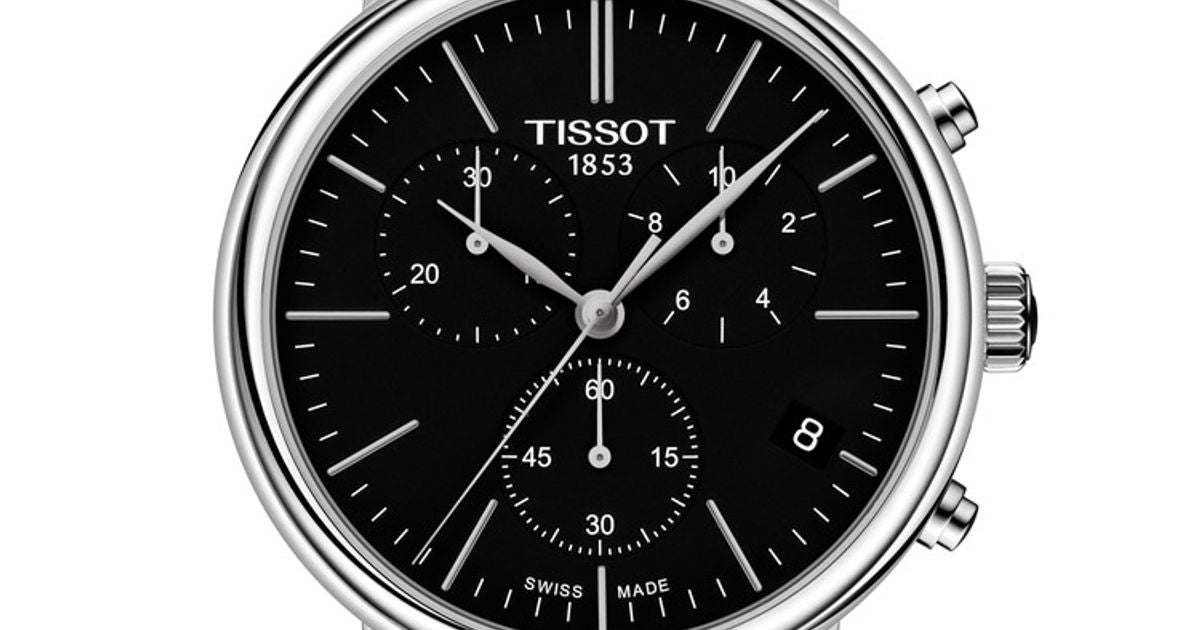 Tissot Carson Premium Chronograph Black Dial Black Leather Strap Watch For Women - T122.417.16.051.00 Watches Tissot   