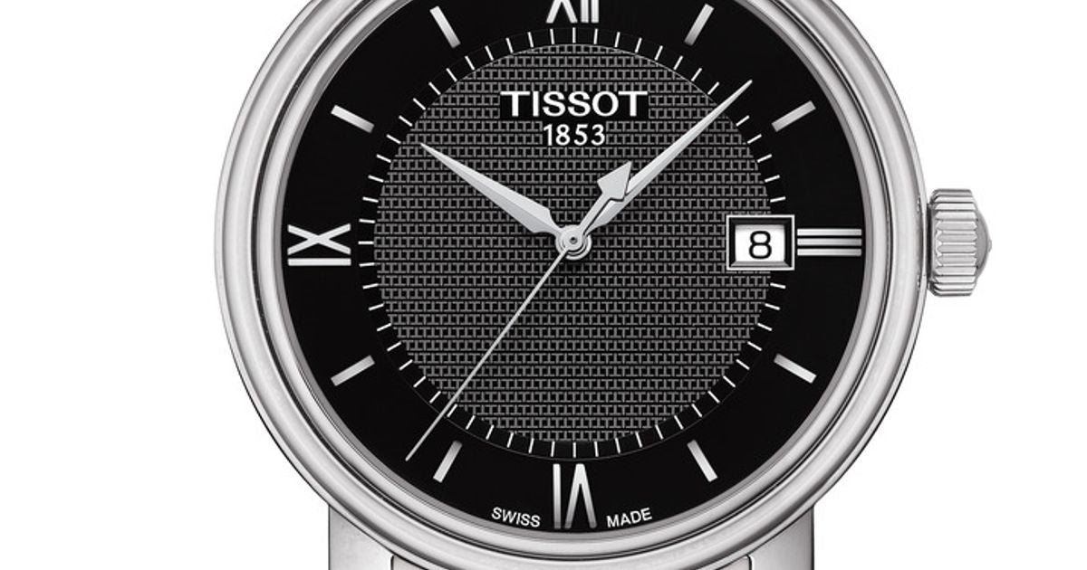 Tissot T Classic Bridgeport Black Dial Silver Steel Strap Watch For Men - T097.410.11.058.00 Watches Tissot   