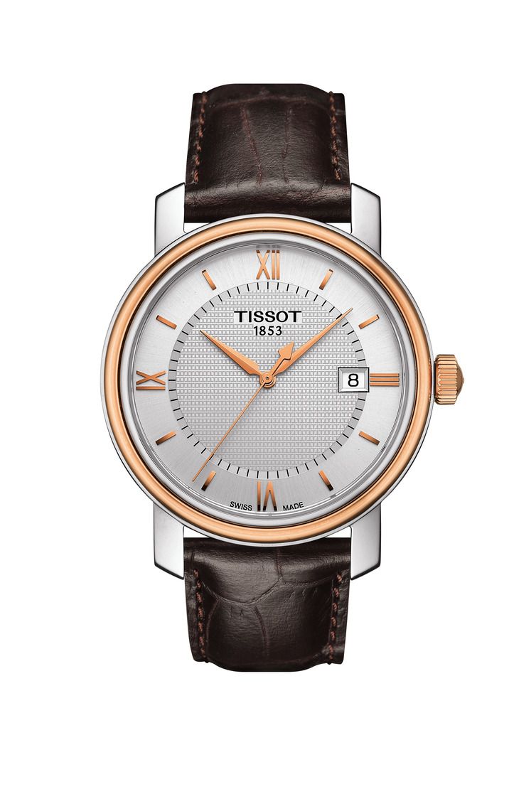 Tissot Bridgeport Lady Silver Dial Brown Leather Strap Watch For Women - T097.010.26.118.00 Watches Tissot   